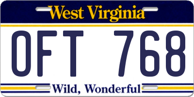 WV license plate OFT768