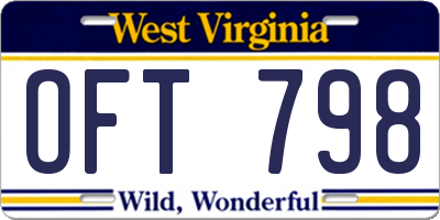 WV license plate OFT798