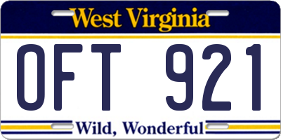 WV license plate OFT921