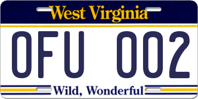 WV license plate OFU002