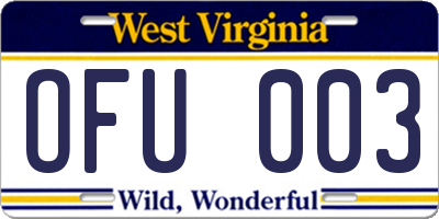 WV license plate OFU003