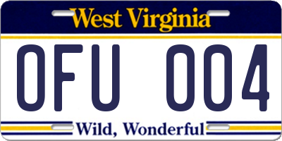 WV license plate OFU004