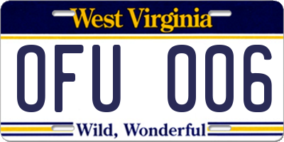WV license plate OFU006