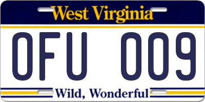 WV license plate OFU009