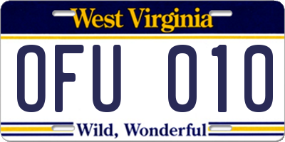 WV license plate OFU010