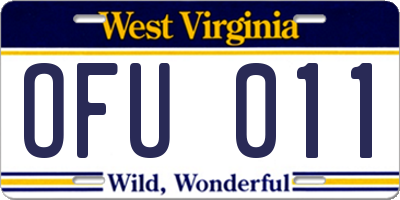 WV license plate OFU011