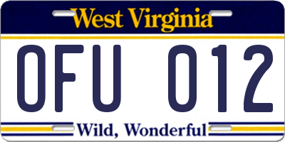 WV license plate OFU012