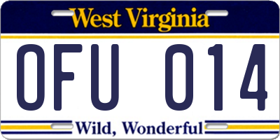 WV license plate OFU014