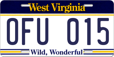 WV license plate OFU015