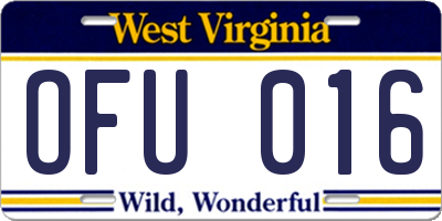 WV license plate OFU016