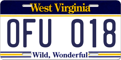 WV license plate OFU018
