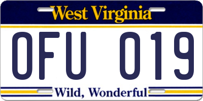 WV license plate OFU019