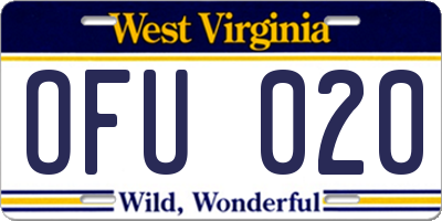 WV license plate OFU020