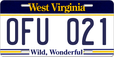 WV license plate OFU021
