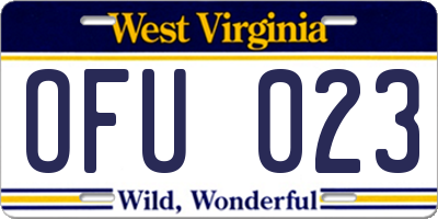 WV license plate OFU023