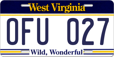 WV license plate OFU027