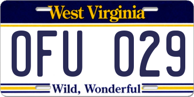 WV license plate OFU029