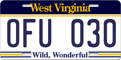 WV license plate OFU030
