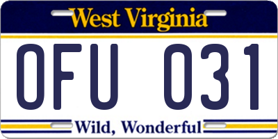 WV license plate OFU031