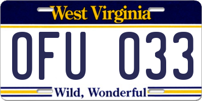 WV license plate OFU033