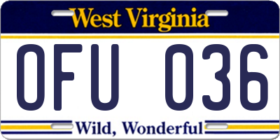 WV license plate OFU036