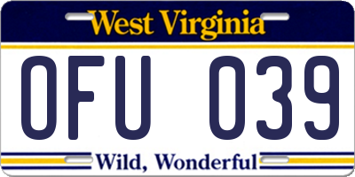 WV license plate OFU039
