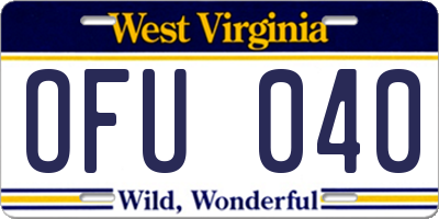 WV license plate OFU040