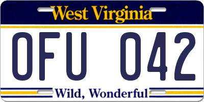 WV license plate OFU042