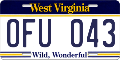 WV license plate OFU043