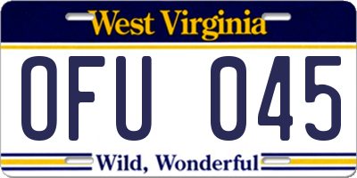 WV license plate OFU045
