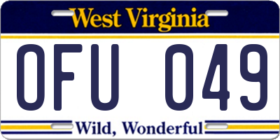 WV license plate OFU049