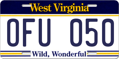 WV license plate OFU050