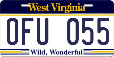 WV license plate OFU055