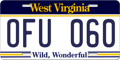 WV license plate OFU060