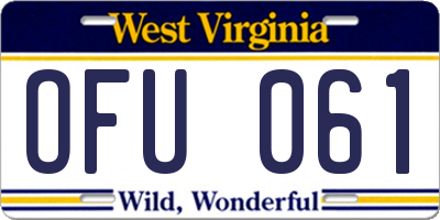 WV license plate OFU061