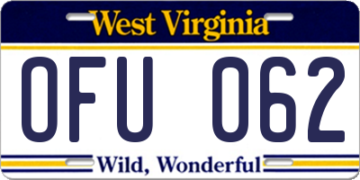 WV license plate OFU062