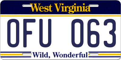 WV license plate OFU063