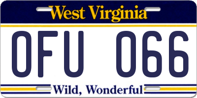 WV license plate OFU066