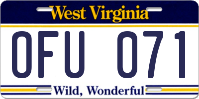 WV license plate OFU071