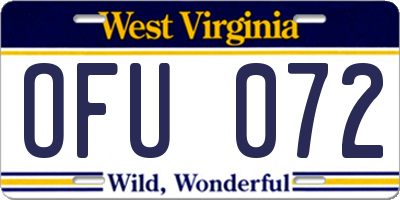 WV license plate OFU072