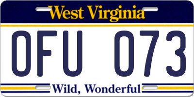 WV license plate OFU073