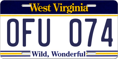 WV license plate OFU074