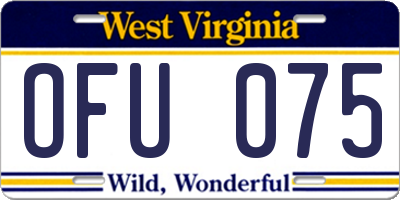 WV license plate OFU075
