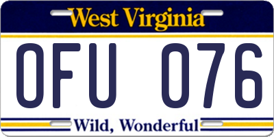 WV license plate OFU076
