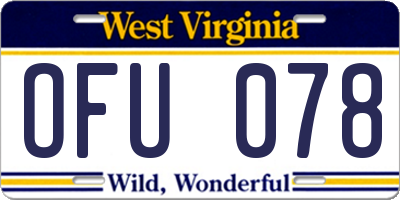WV license plate OFU078