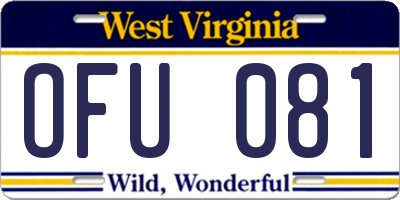 WV license plate OFU081