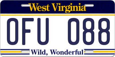 WV license plate OFU088