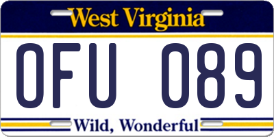 WV license plate OFU089
