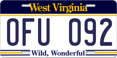 WV license plate OFU092