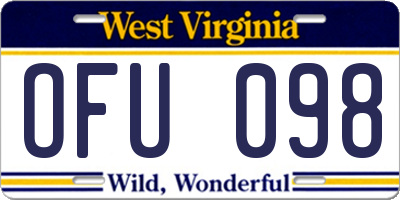 WV license plate OFU098